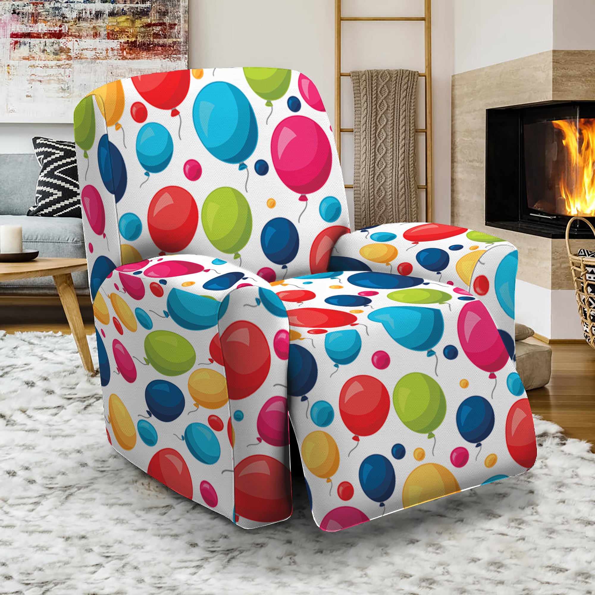 Cartoon Balloon Pattern Print Recliner Slipcover