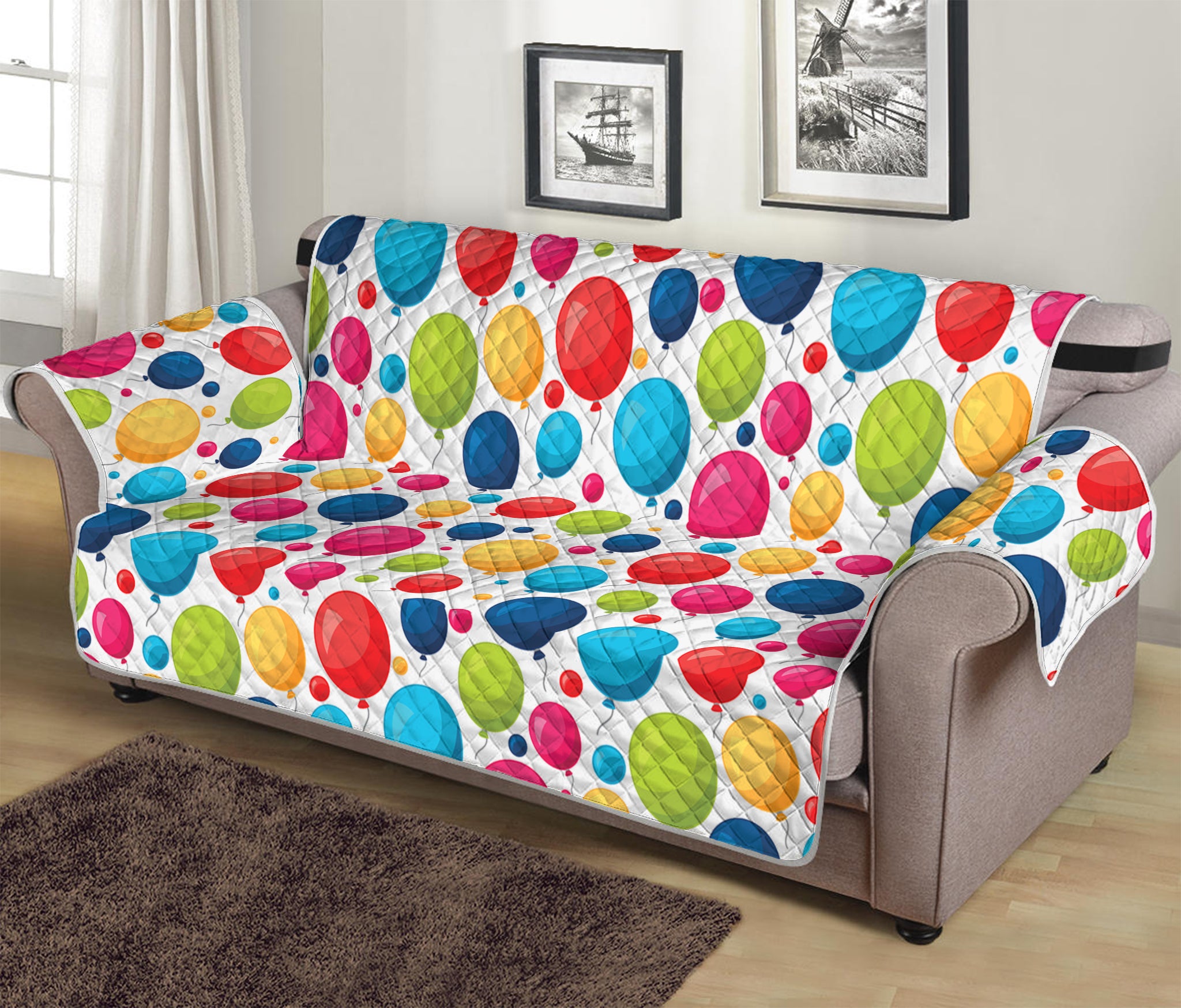 Cartoon Balloon Pattern Print Sofa Protector