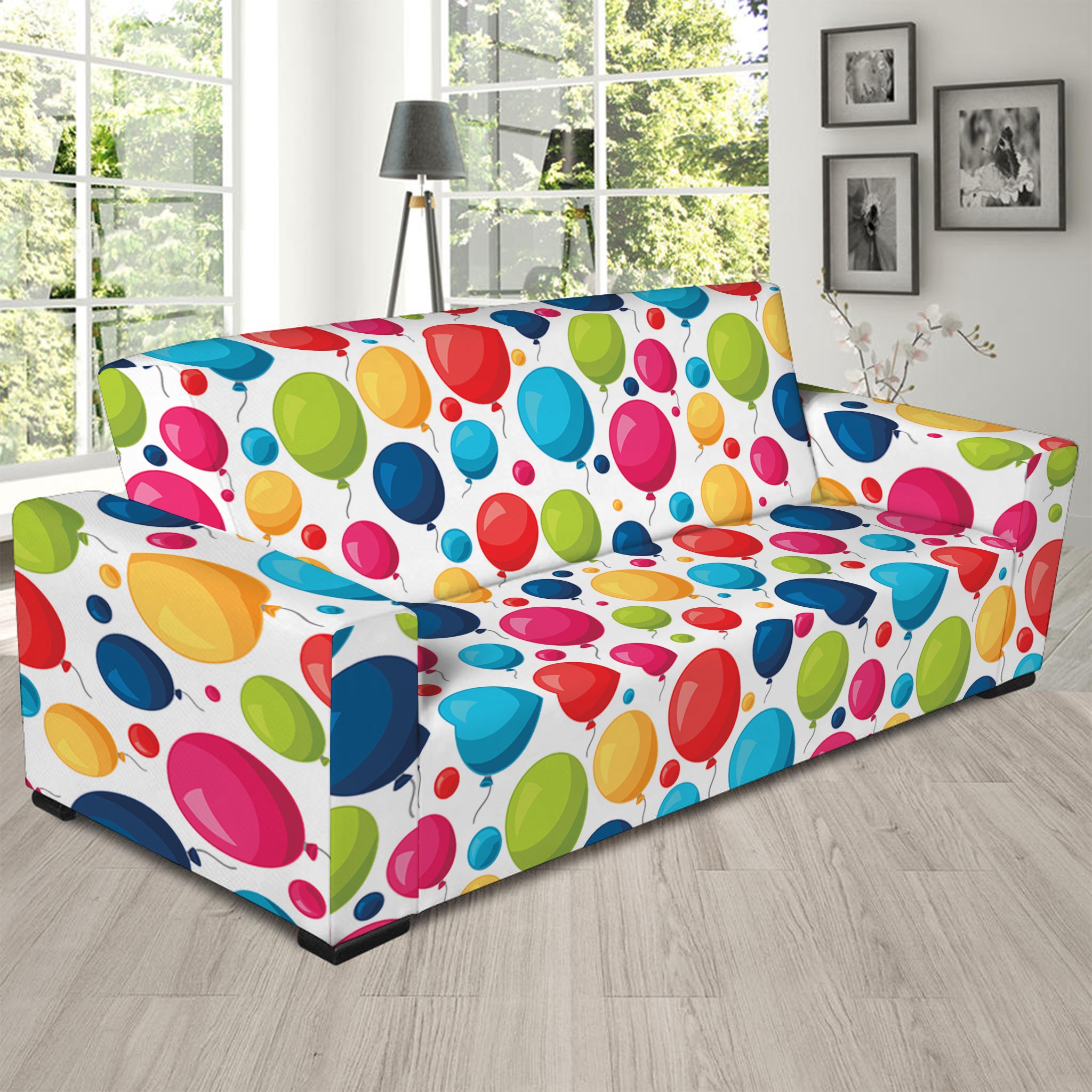 Cartoon Balloon Pattern Print Sofa Slipcover