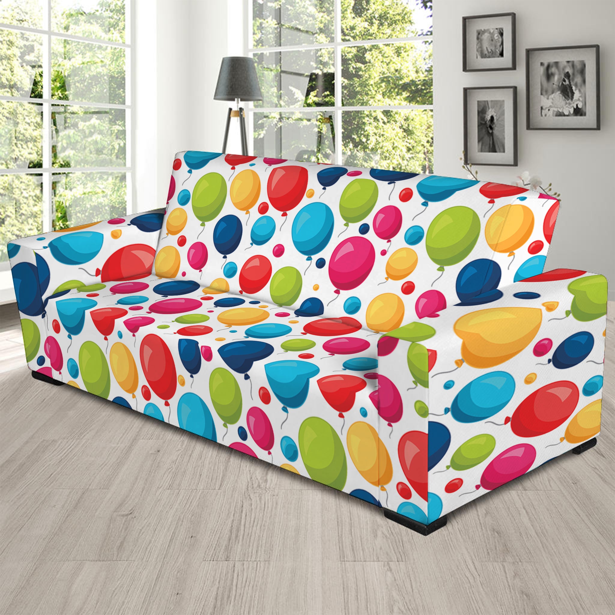 Cartoon Balloon Pattern Print Sofa Slipcover