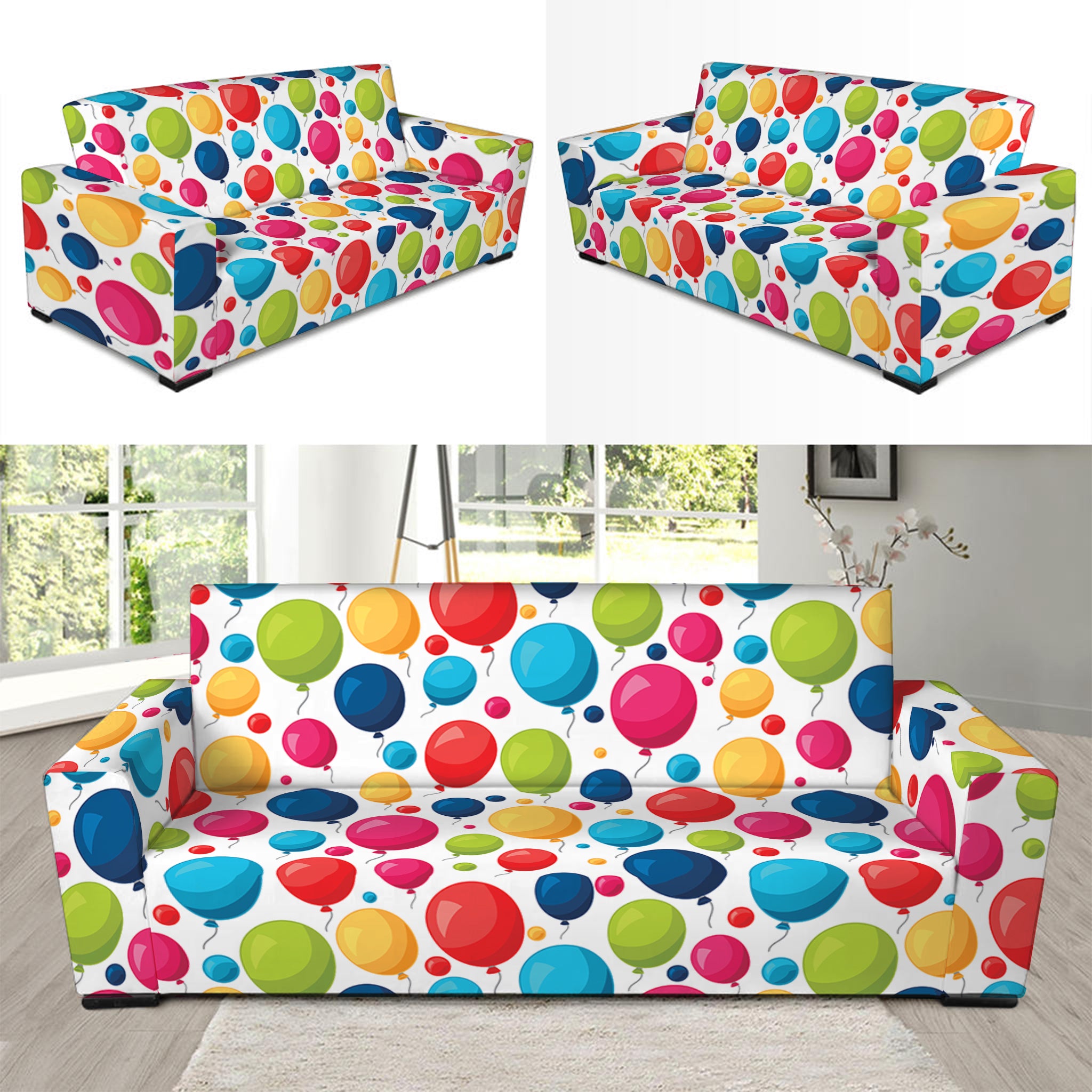 Cartoon Balloon Pattern Print Sofa Slipcover