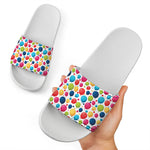 Cartoon Balloon Pattern Print White Slide Sandals