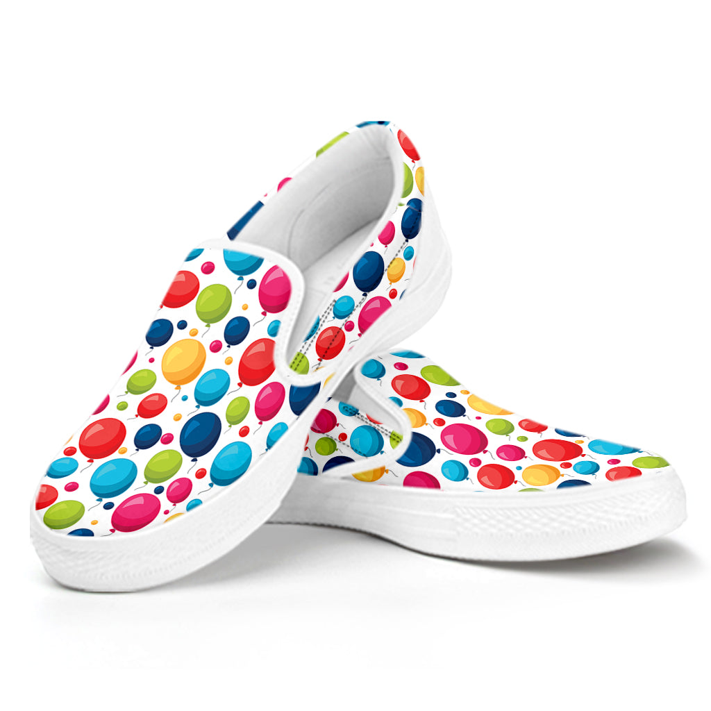 Cartoon Balloon Pattern Print White Slip On Shoes