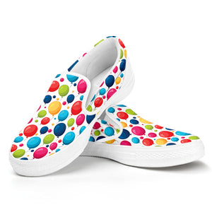 Cartoon Balloon Pattern Print White Slip On Shoes