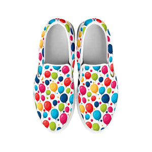 Cartoon Balloon Pattern Print White Slip On Shoes