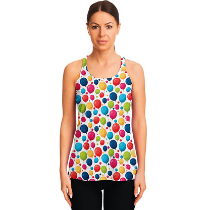 Cartoon Balloon Pattern Print Women's Racerback Tank Top