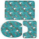 Cartoon Boston Terrier Flower Print 3 Piece Bath Mat Set
