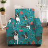 Cartoon Boston Terrier Flower Print Armchair Slipcover