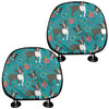 Cartoon Boston Terrier Flower Print Car Headrest Covers