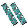 Cartoon Boston Terrier Flower Print Car Seat Belt Covers