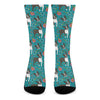 Cartoon Boston Terrier Flower Print Crew Socks