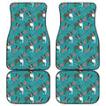 Cartoon Boston Terrier Flower Print Front and Back Car Floor Mats