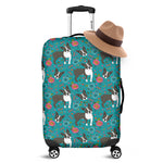 Cartoon Boston Terrier Flower Print Luggage Cover