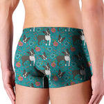 Cartoon Boston Terrier Flower Print Men's Boxer Briefs