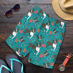 Cartoon Boston Terrier Flower Print Men's Shorts