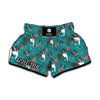 Cartoon Boston Terrier Flower Print Muay Thai Boxing Shorts