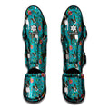 Cartoon Boston Terrier Flower Print Muay Thai Shin Guards