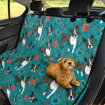 Cartoon Boston Terrier Flower Print Pet Car Back Seat Cover