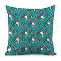 Cartoon Boston Terrier Flower Print Pillow Cover