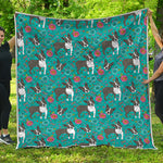 Cartoon Boston Terrier Flower Print Quilt