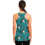 Cartoon Boston Terrier Flower Print Women's Racerback Tank Top