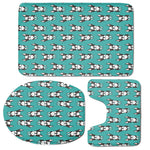 Cartoon Boston Terrier Pattern Print 3 Piece Bath Mat Set