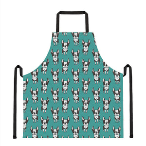 Cartoon Boston Terrier Pattern Print Apron