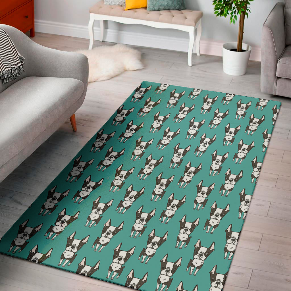 Cartoon Boston Terrier Pattern Print Area Rug