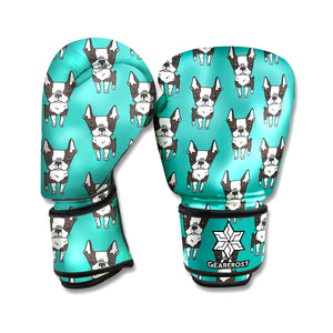 Cartoon Boston Terrier Pattern Print Boxing Gloves