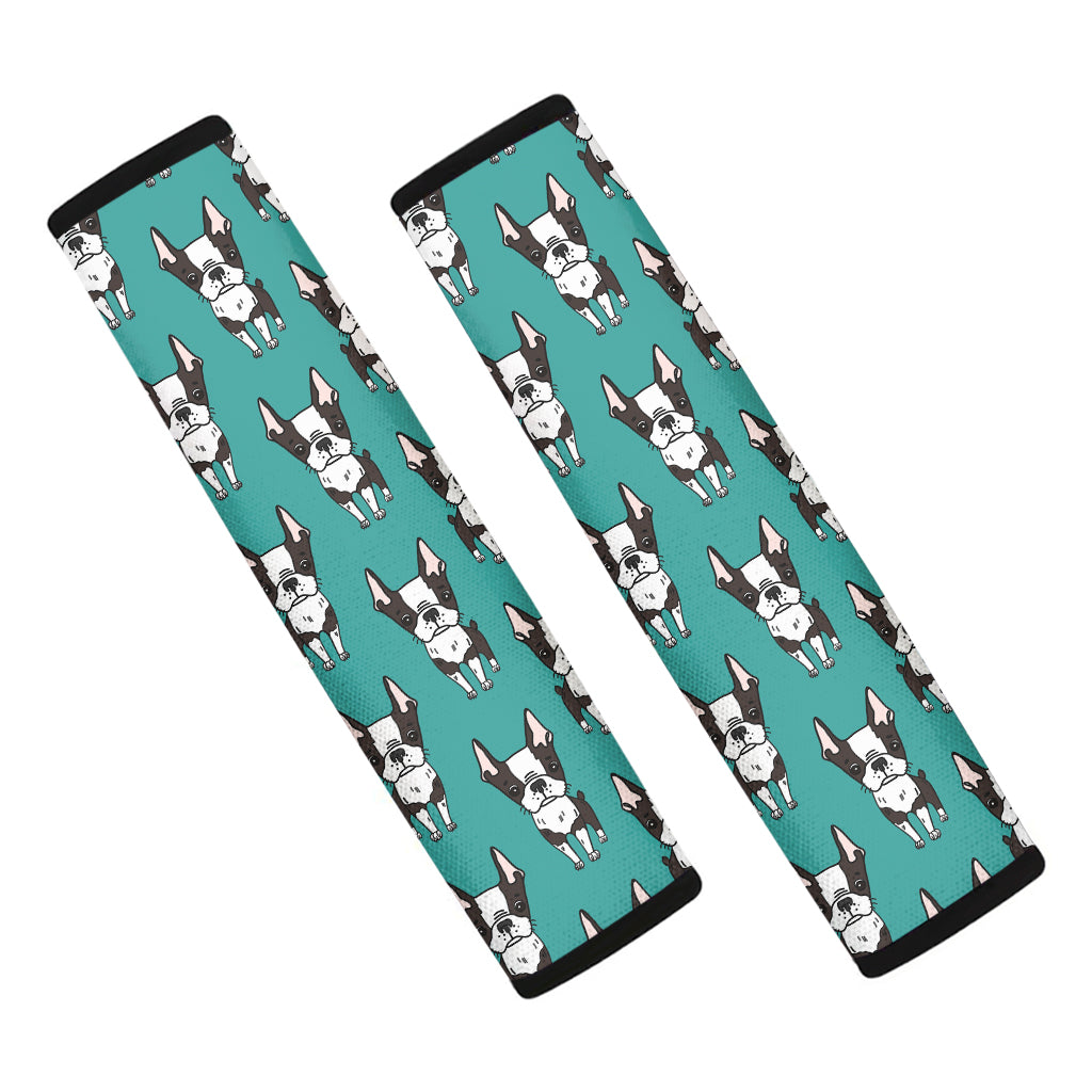 Cartoon Boston Terrier Pattern Print Car Seat Belt Covers