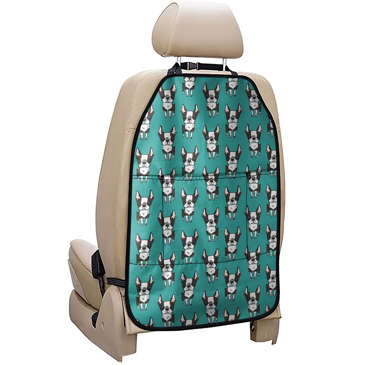 Cartoon Boston Terrier Pattern Print Car Seat Organizers