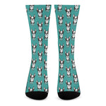 Cartoon Boston Terrier Pattern Print Crew Socks