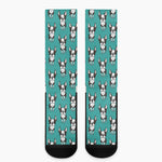 Cartoon Boston Terrier Pattern Print Crew Socks