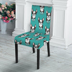 Cartoon Boston Terrier Pattern Print Dining Chair Slipcover