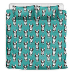 Cartoon Boston Terrier Pattern Print Duvet Cover Bedding Set