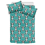 Cartoon Boston Terrier Pattern Print Duvet Cover Bedding Set