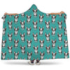 Cartoon Boston Terrier Pattern Print Hooded Blanket