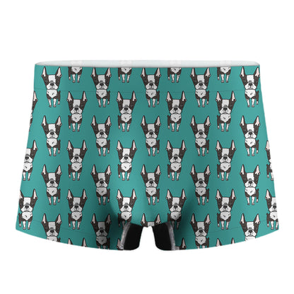 Cartoon Boston Terrier Pattern Print Men's Boxer Briefs