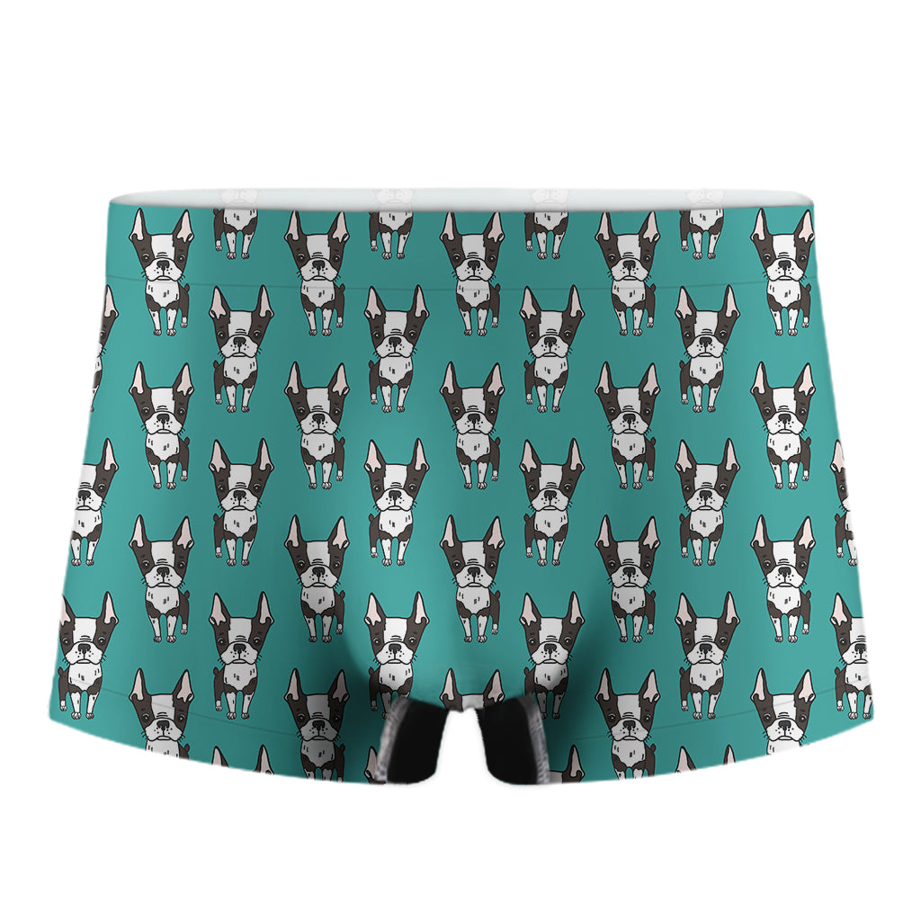 Cartoon Boston Terrier Pattern Print Men's Boxer Briefs