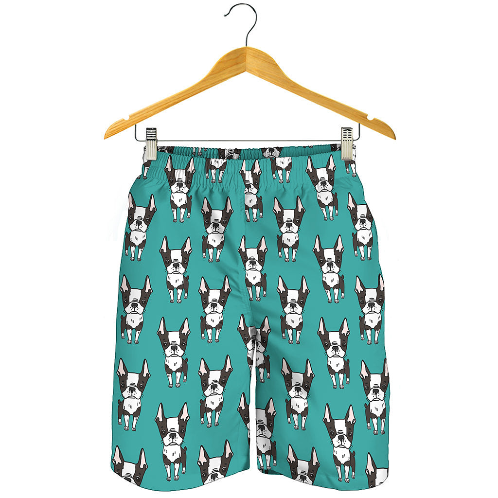 Cartoon Boston Terrier Pattern Print Men's Shorts