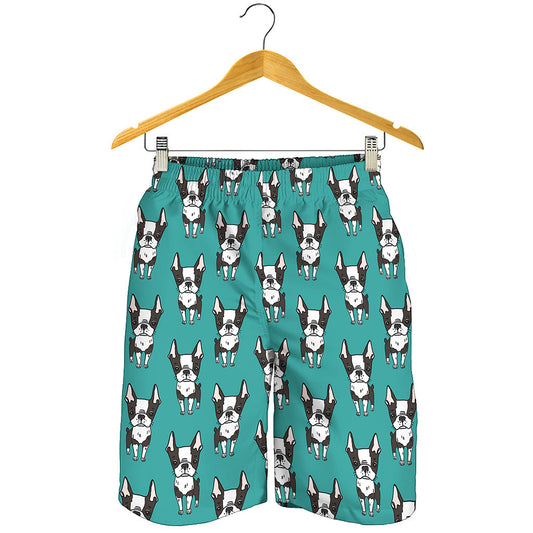 Cartoon Boston Terrier Pattern Print Men's Shorts