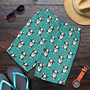 Cartoon Boston Terrier Pattern Print Men's Shorts