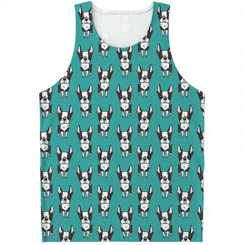 Cartoon Boston Terrier Pattern Print Men's Tank Top