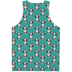 Cartoon Boston Terrier Pattern Print Men's Tank Top