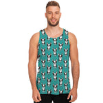 Cartoon Boston Terrier Pattern Print Men's Tank Top