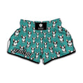 Cartoon Boston Terrier Pattern Print Muay Thai Boxing Shorts