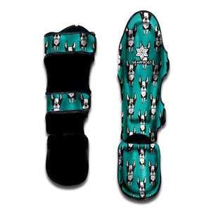 Cartoon Boston Terrier Pattern Print Muay Thai Shin Guard