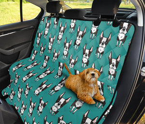 Cartoon Boston Terrier Pattern Print Pet Car Back Seat Cover