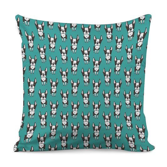 Cartoon Boston Terrier Pattern Print Pillow Cover