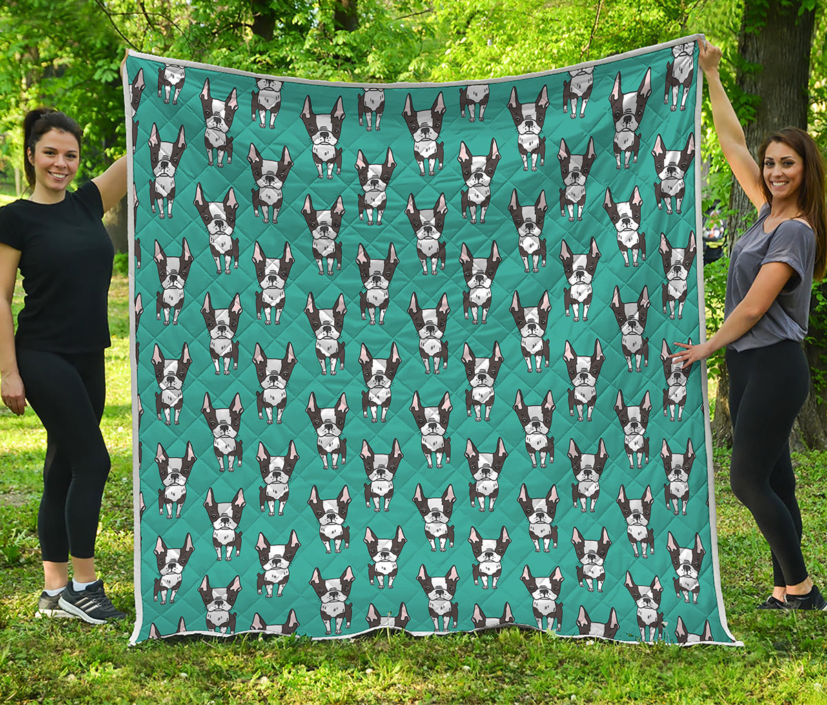 Cartoon Boston Terrier Pattern Print Quilt